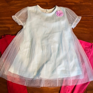 Baby starters‎ Aqua knife pleat tulle dress & tights